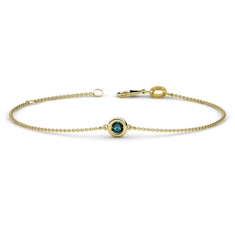 Alys (3.5 mm) Round London Blue Topaz Solitaire Station Minimalist Bracelet 