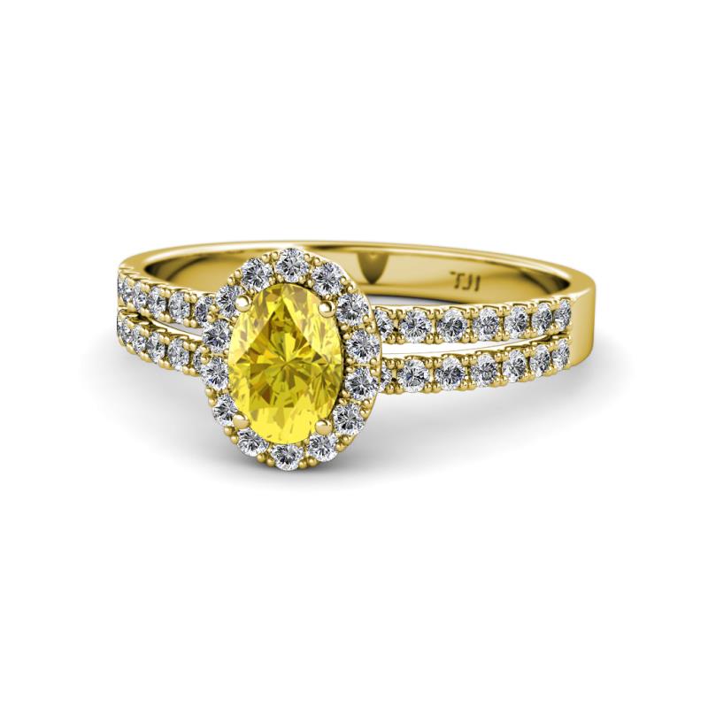 Amaya Desire Yellow Sapphire and Diamond Halo Engagement Ring 