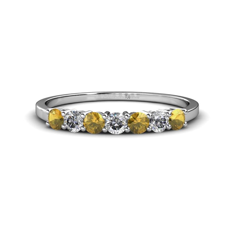 Vivian 3.00 mm Citrine and Diamond 7 Stone Wedding Band 