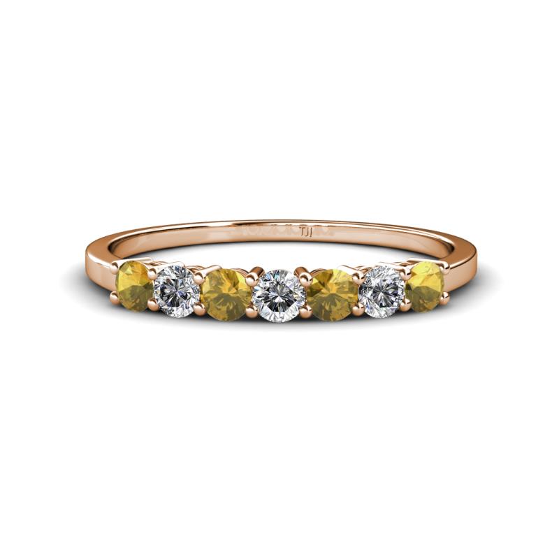 Vivian 3.00 mm Citrine and Diamond 7 Stone Wedding Band 