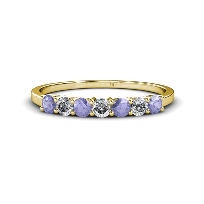 Vivian 3.00 mm Tanzanite and Diamond 7 Stone Wedding Band 