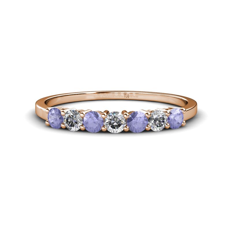 Vivian 3.00 mm Tanzanite and Diamond 7 Stone Wedding Band 