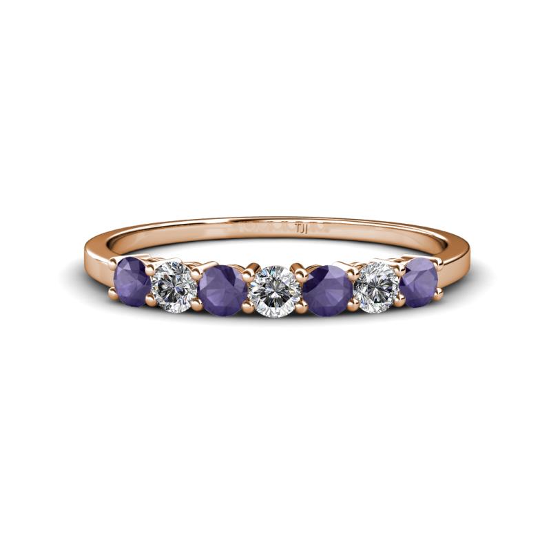 Vivian 3.00 mm Iolite and Diamond 7 Stone Wedding Band 
