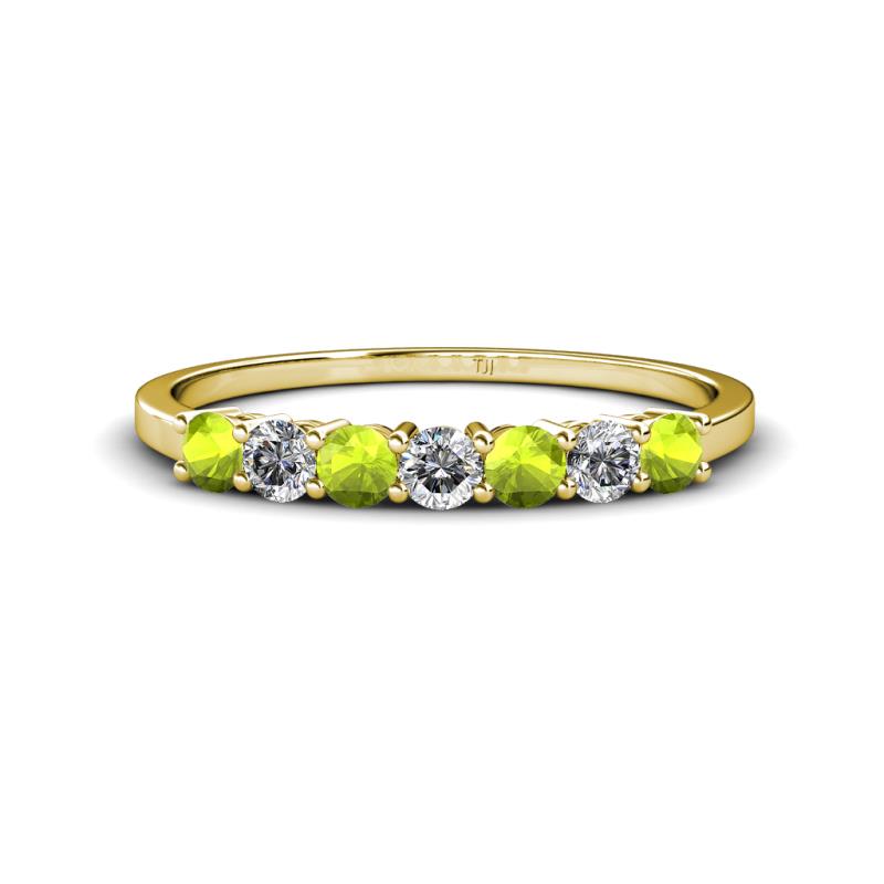 Vivian 3.00 mm Peridot and Diamond 7 Stone Wedding Band 