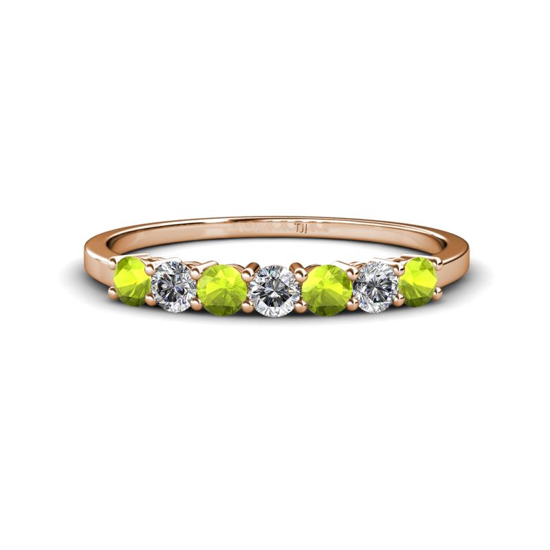 Vivian 3.00 mm Peridot and Diamond 7 Stone Wedding Band 