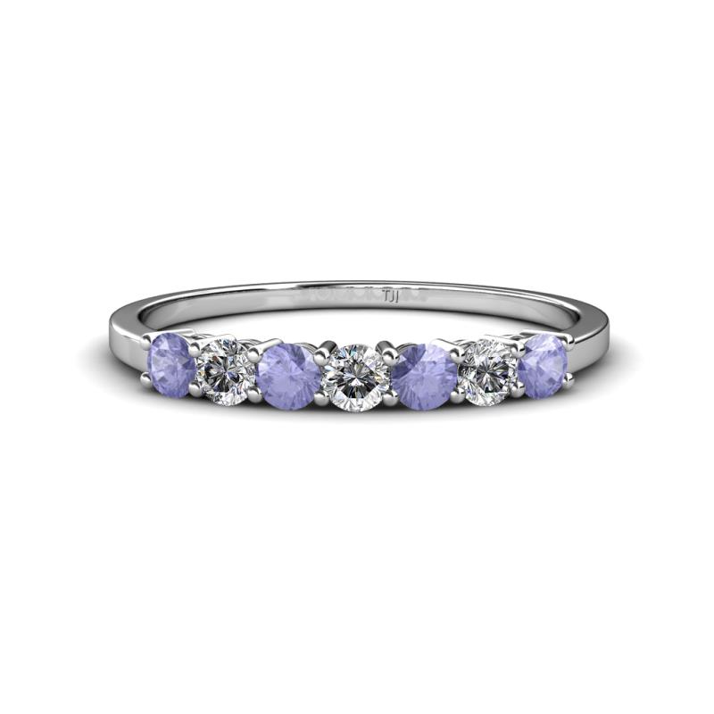 Vivian 3.00 mm Tanzanite and Diamond 7 Stone Wedding Band 