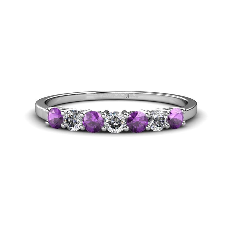 Vivian 3.00 mm Amethyst and Diamond 7 Stone Wedding Band 