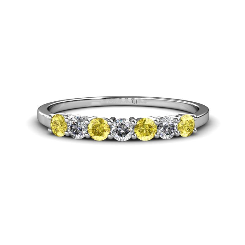 Vivian 3.00 mm Yellow Sapphire and Diamond 7 Stone Wedding Band 