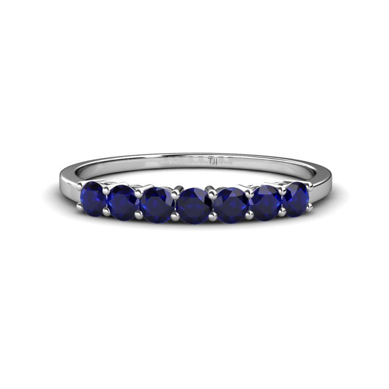 Vivian 3.00 mm Blue Sapphire 7 Stone Wedding Band 