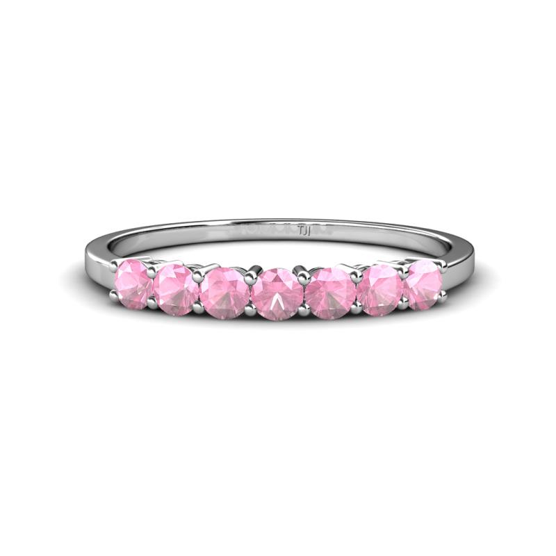 Vivian 3.00 mm Pink Tourmaline 7 Stone Wedding Band 