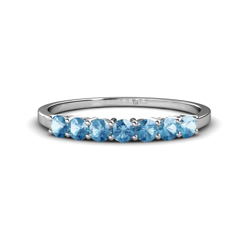 Vivian 3.00 mm Blue Topaz 7 Stone Wedding Band 