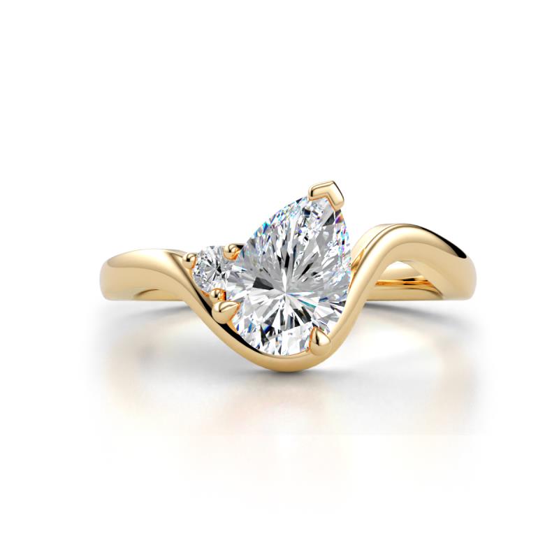 Darya 1.06 ctw GIA Certified Pear Shape Natural Diamond accented Round Diamond Women Wave Solitaire Plus Engagement Ring 