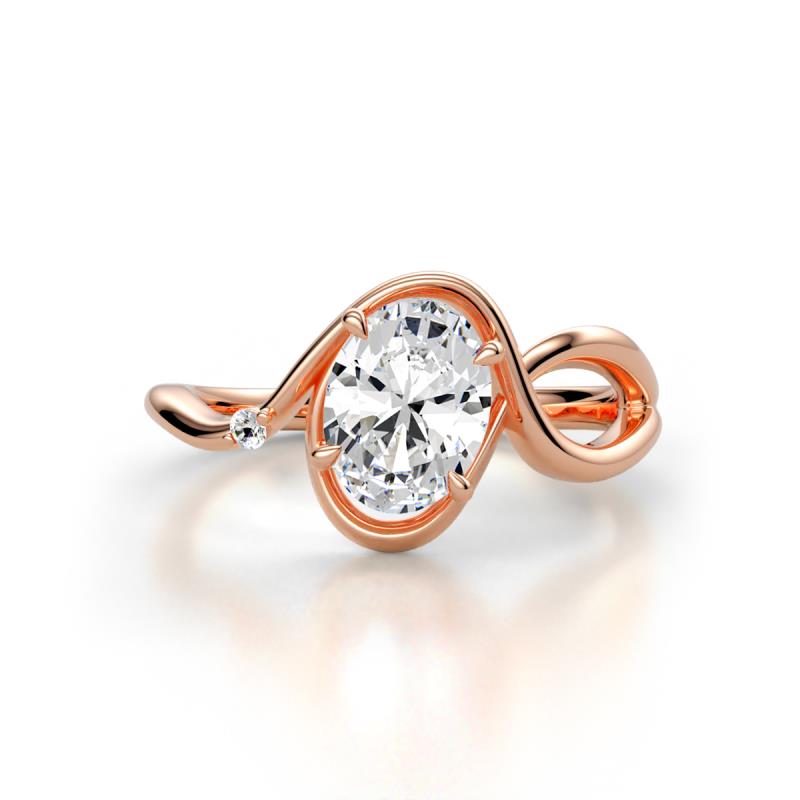 Lioren 1.52 ctw IGI Certified Oval Shape Lab Grown Diamond (9.5 x 6.5 mm) accented Round Lab Grown Diamond Split Shank Women Wave Solitaire Plus Engagement Ring 