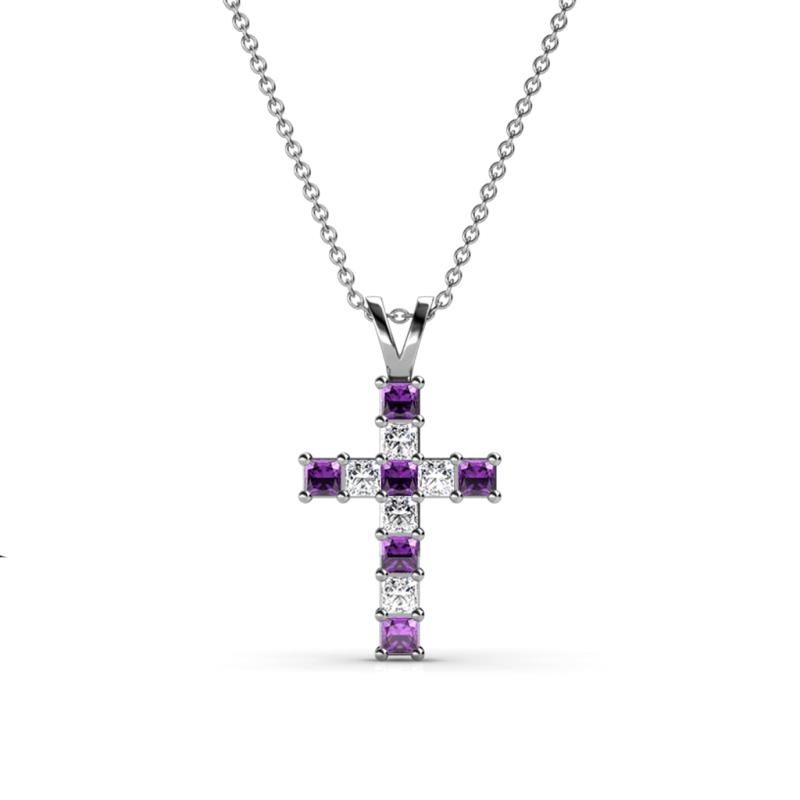 purple diamond cross necklace