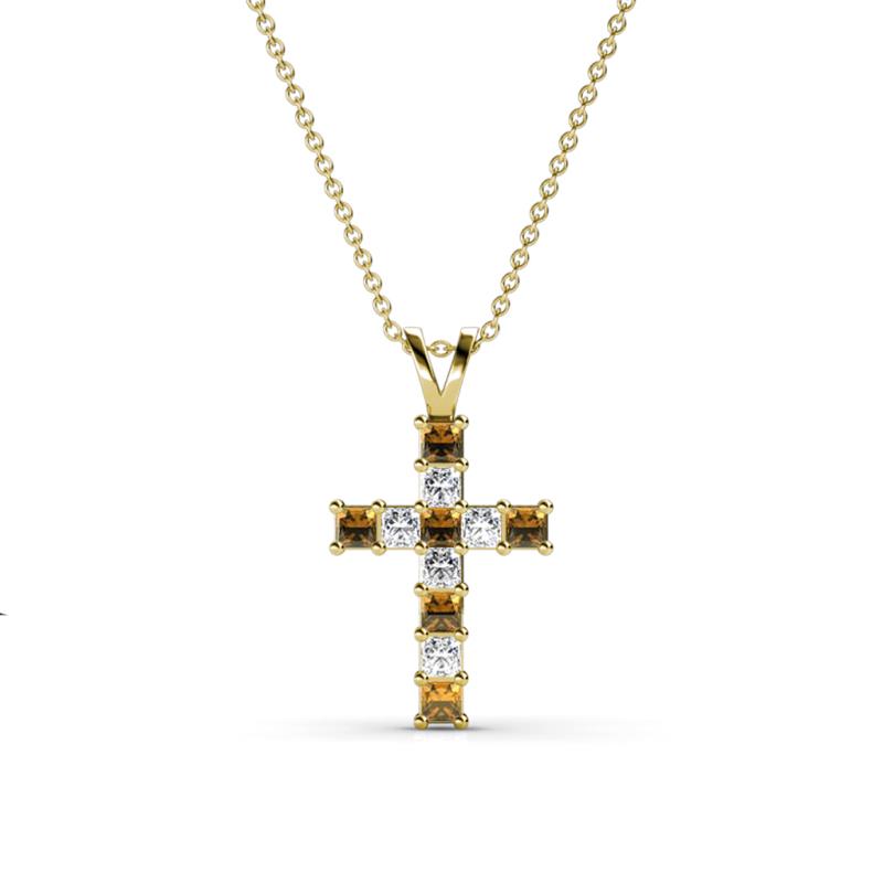Ethel Citrine and Diamond Cross Pendant 
