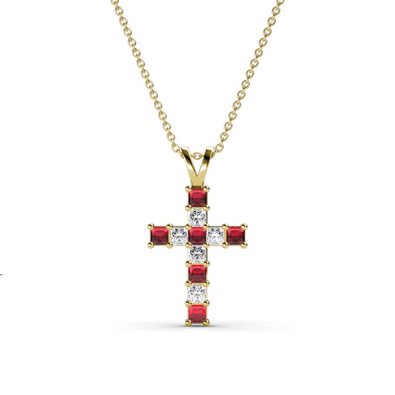 Ethel Ruby and Diamond Cross Pendant 