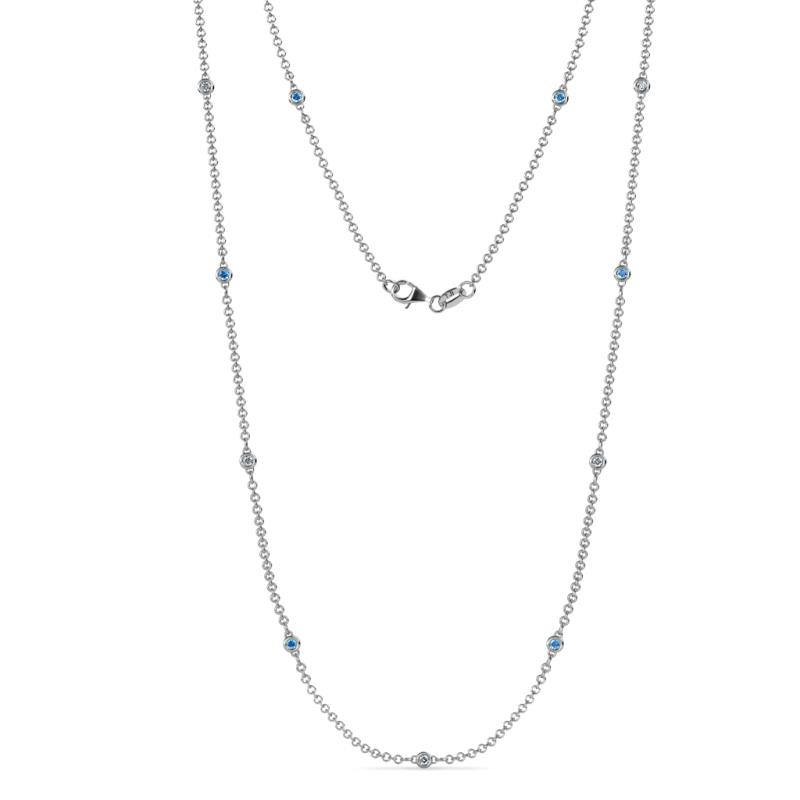Asta (11 Stn/2mm) Petite Blue Topaz and Diamond on Cable Necklace 