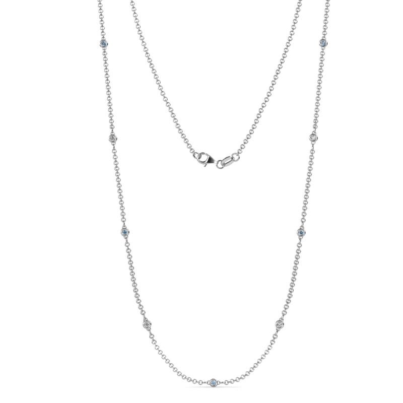 Adia (9 Stn/2mm) Aquamarine and Diamond on Cable Necklace 
