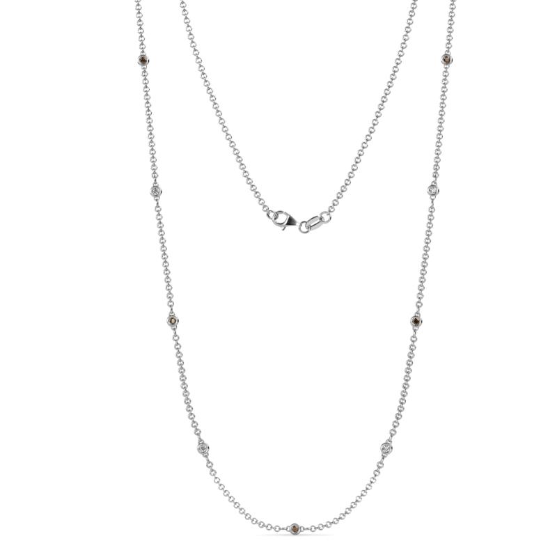 Adia (9 Stn/2mm) Smoky Quartz and Diamond on Cable Necklace 
