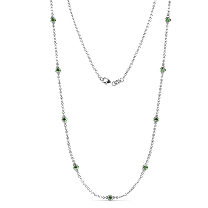 Adia (9 Stn/2.7mm) Green Garnet on Cable Necklace 