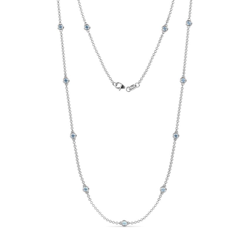 Asta (11 Stn/2.7mm) Aquamarine on Cable Necklace 