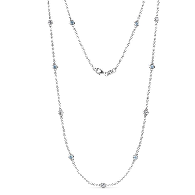 Asta (11 Stn/2.7mm) Aquamarine and Diamond on Cable Necklace 