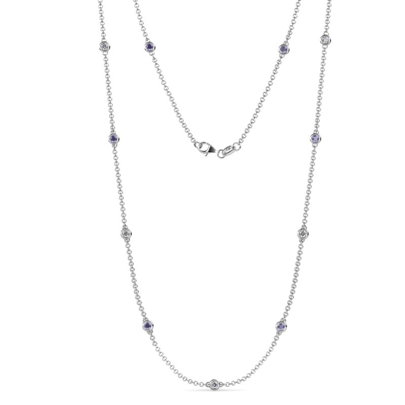 Asta (11 Stn/2.7mm) Iolite and Diamond on Cable Necklace 