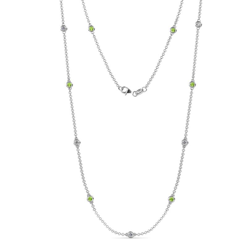 Asta (11 Stn/2.7mm) Peridot and Diamond on Cable Necklace 