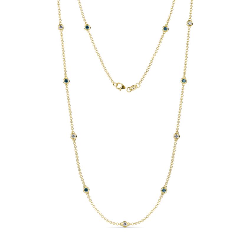 Asta (11 Stn/2.7mm) London Blue Topaz and Diamond on Cable Necklace 