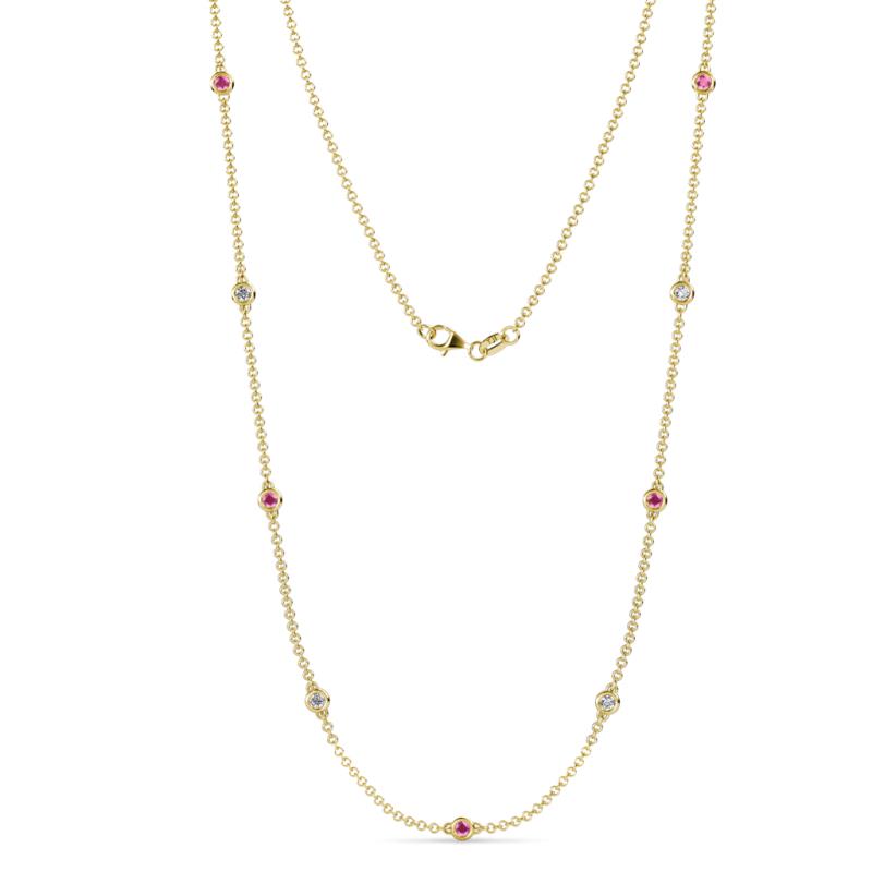 Adia (9 Stn/2.7mm) Pink Sapphire and Diamond on Cable Necklace 