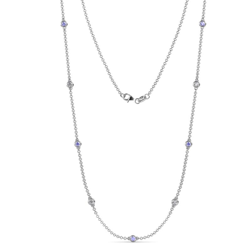 Adia (9 Stn/2.7mm) Tanzanite and Diamond on Cable Necklace 