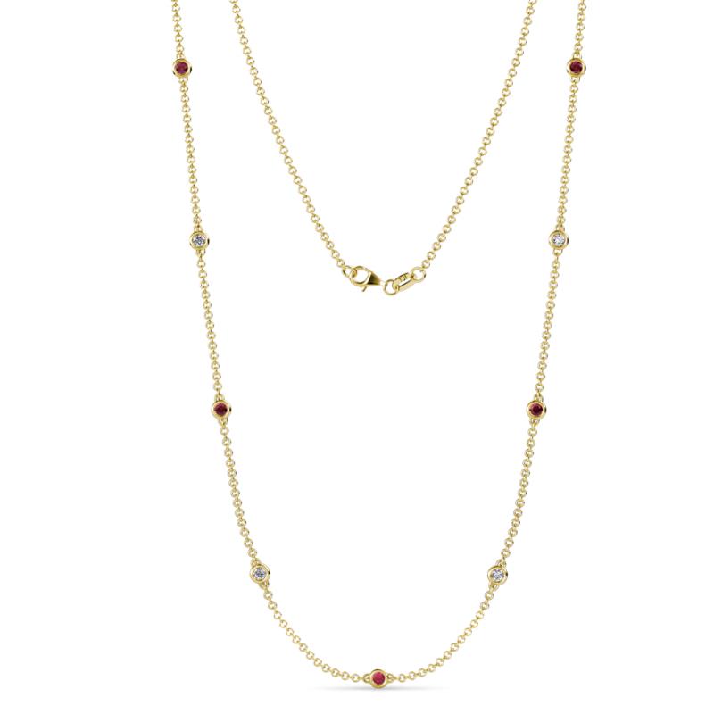 Adia (9 Stn/2.7mm) Ruby and Diamond on Cable Necklace 