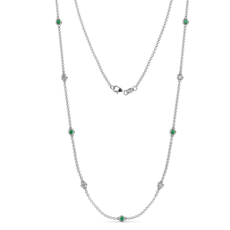 Adia (9 Stn/2.7mm) Emerald and Diamond on Cable Necklace 