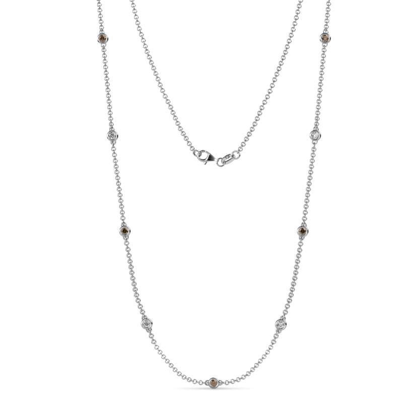 Adia (9 Stn/2.7mm) Smoky Quartz and Diamond on Cable Necklace 