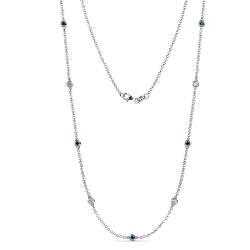 Adia (9 Stn/2.7mm) Blue and White Diamond on Cable Necklace 