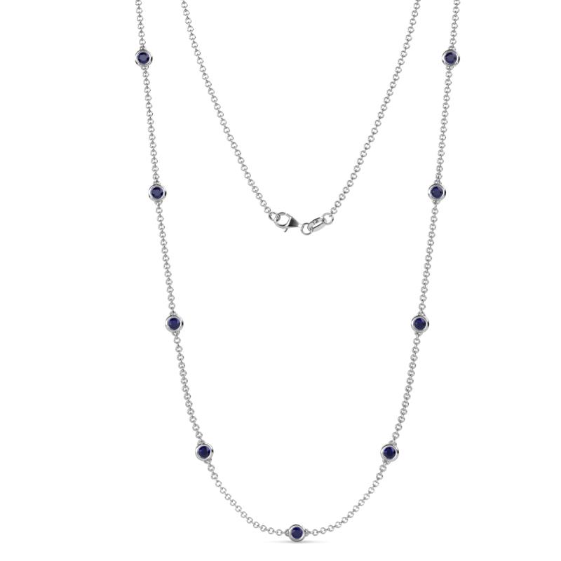 Adia (9 Stn/4mm) Blue Sapphire on Cable Necklace 