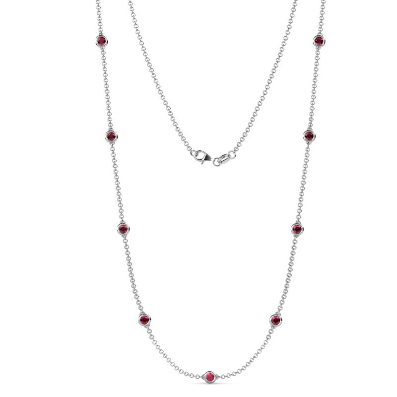 Adia (9 Stn/4mm) Ruby on Cable Necklace 