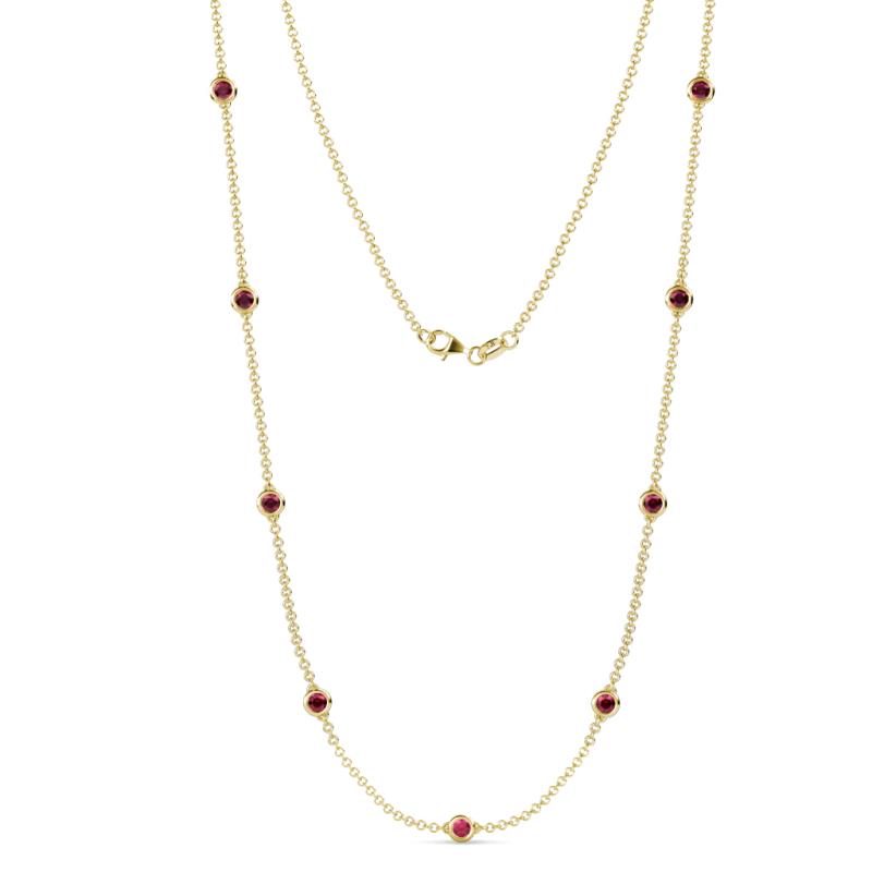 Adia (9 Stn/4mm) Ruby on Cable Necklace 