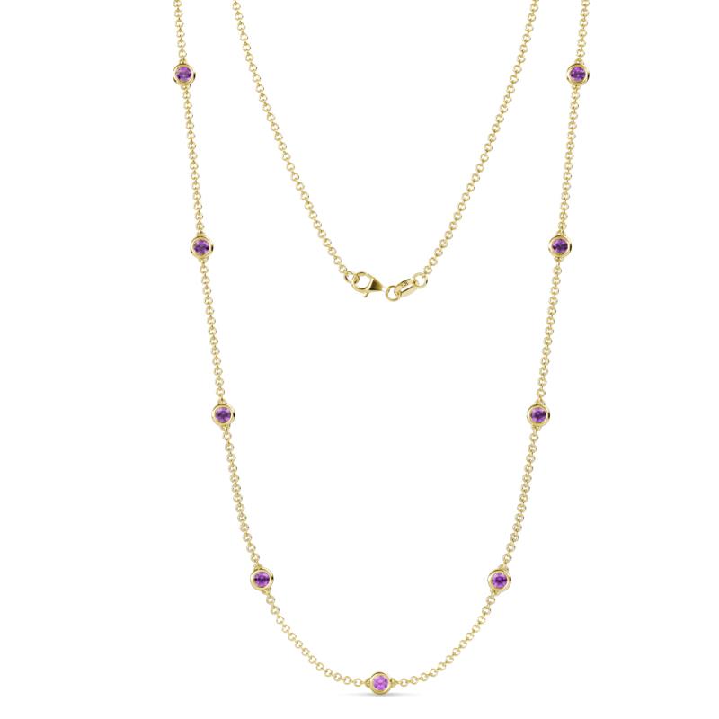 Adia (9 Stn/4mm) Amethyst on Cable Necklace 