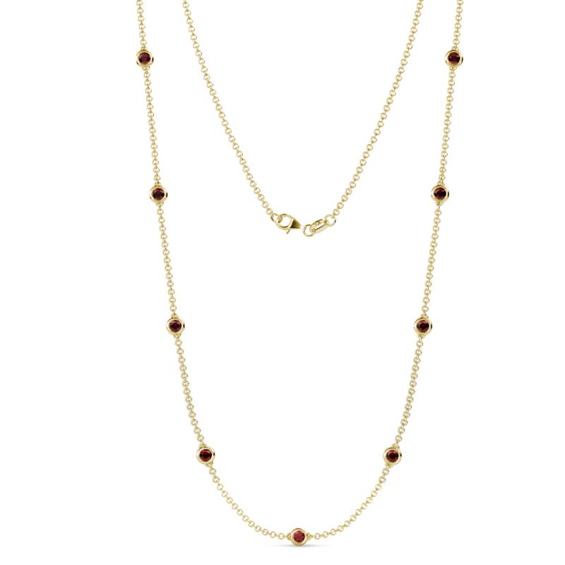 Adia (9 Stn/4mm) Red Garnet on Cable Necklace 