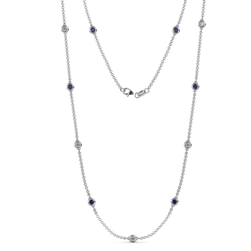 Asta (11 Stn/3.4mm) Blue Sapphire and Diamond on Cable Necklace 