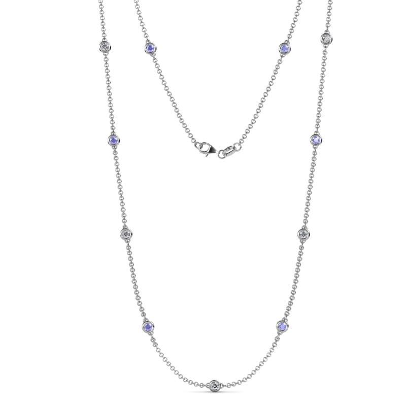 Asta (11 Stn/3.4mm) Tanzanite and Diamond on Cable Necklace 