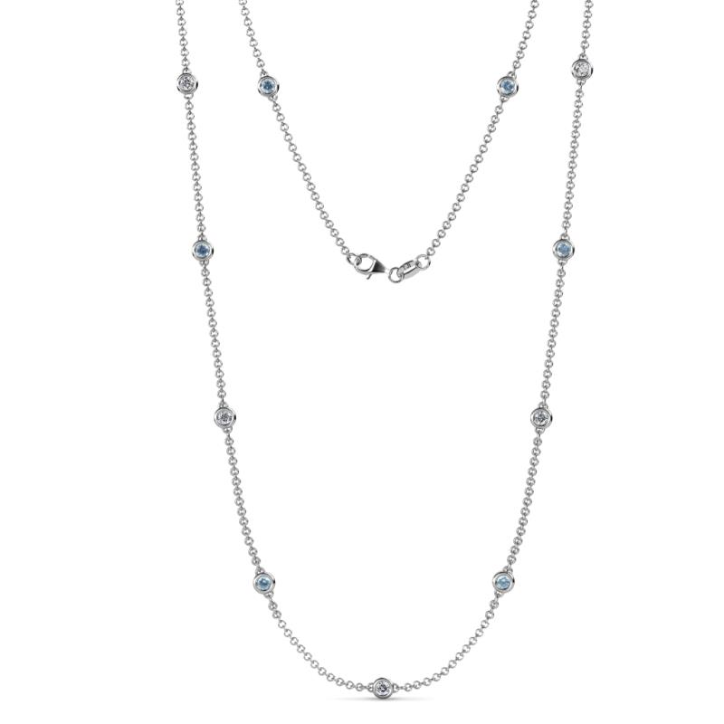 Asta (11 Stn/3.4mm) Aquamarine and Diamond on Cable Necklace 