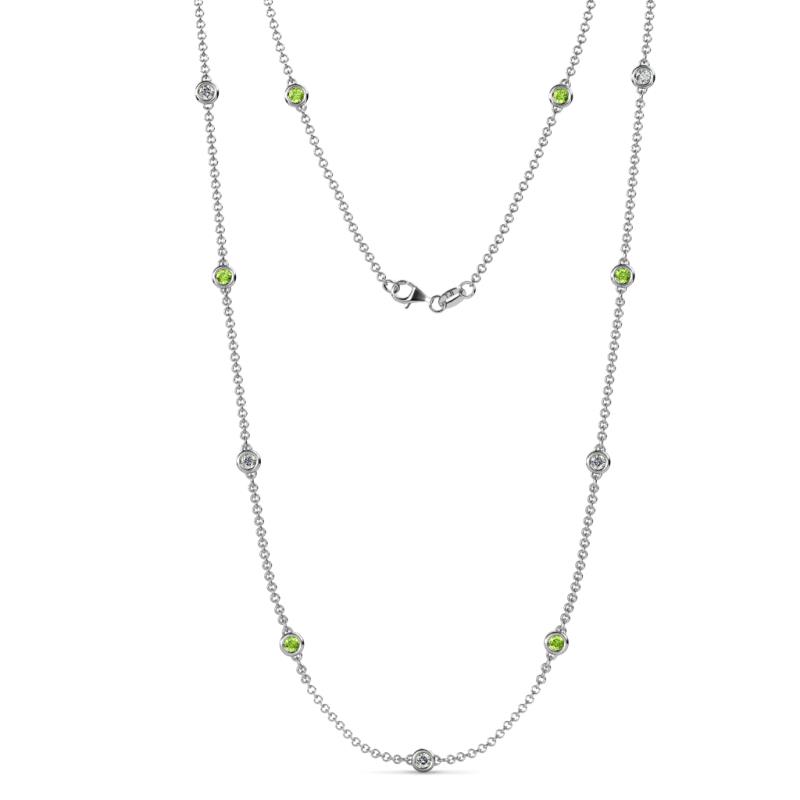 Asta (11 Stn/3.4mm) Peridot and Diamond on Cable Necklace 