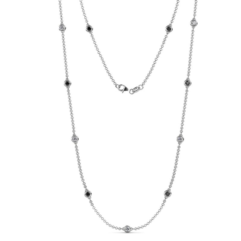 Asta (11 Stn/3.4mm) Black and White Diamond on Cable Necklace 