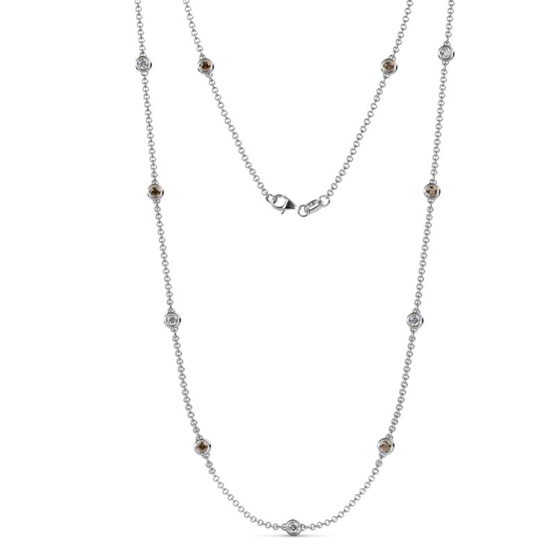 Asta (11 Stn/3.4mm) Smoky Quartz and Diamond on Cable Necklace 