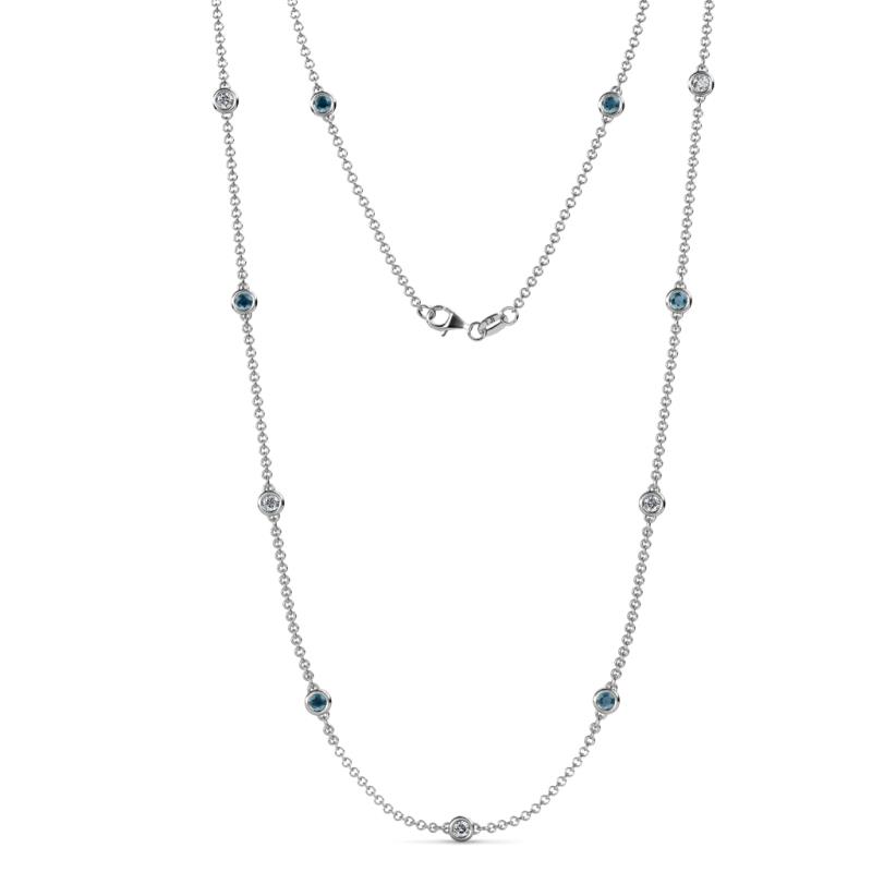 Asta (11 Stn/3.4mm) London Blue Topaz and Diamond on Cable Necklace 