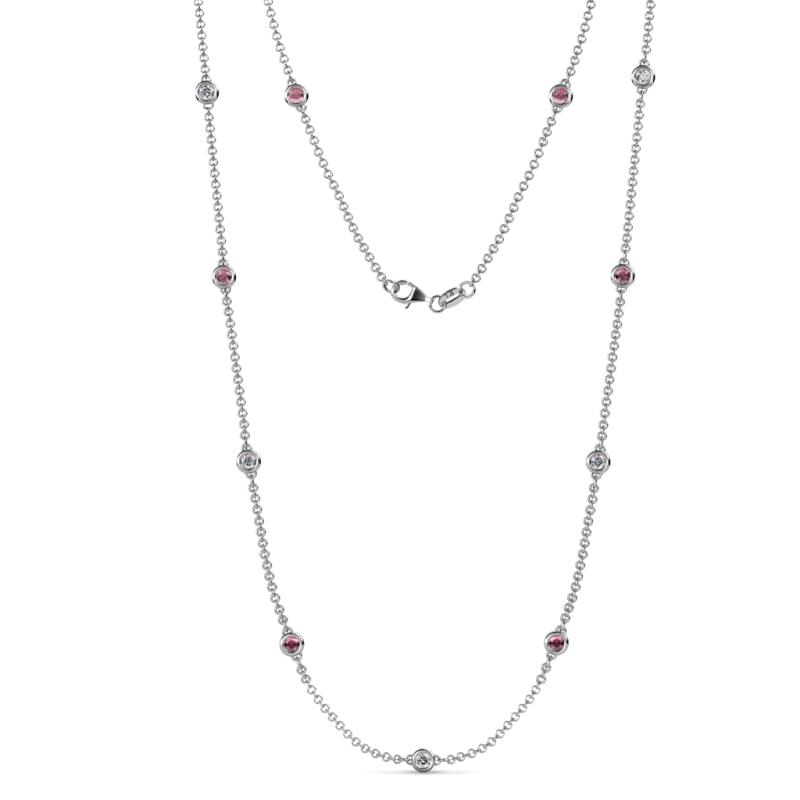 Asta (11 Stn/3.4mm) Rhodolite Garnet and Diamond on Cable Necklace 