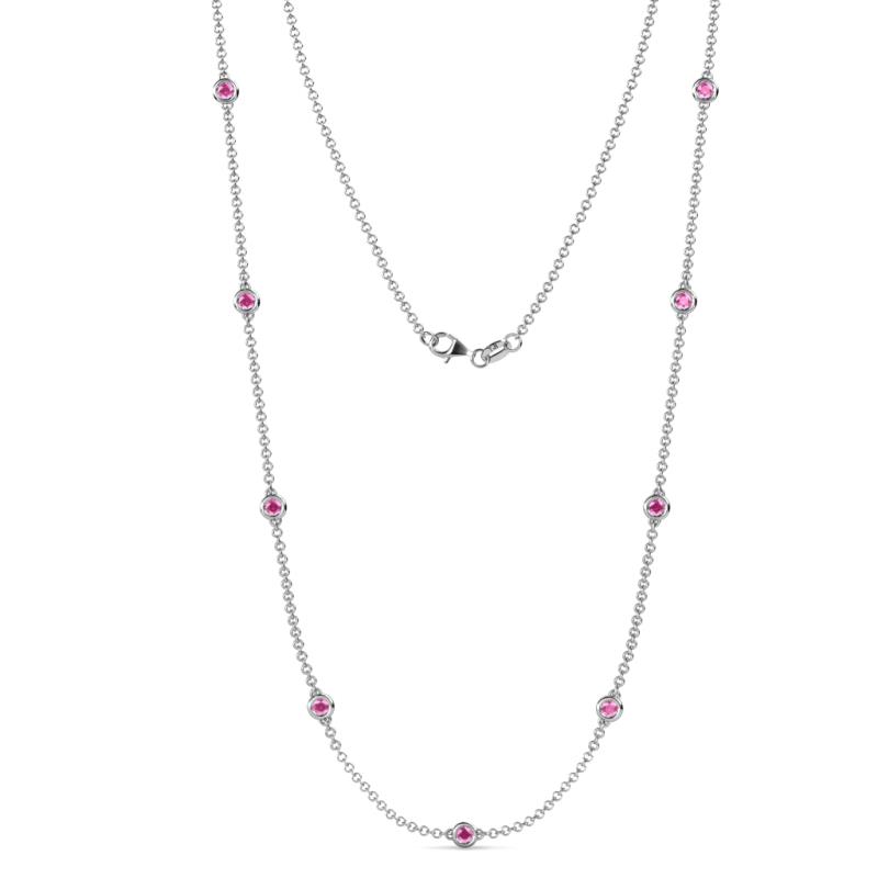 Adia (9 Stn/3.4mm) Pink Sapphire on Cable Necklace 