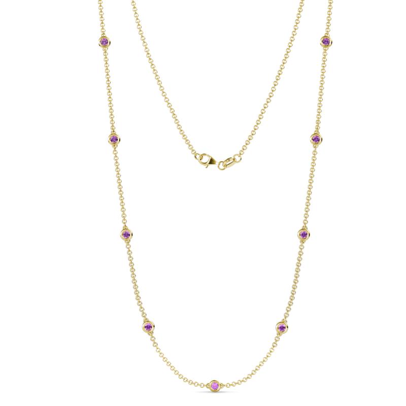 Adia (9 Stn/3.4mm) Amethyst on Cable Necklace 